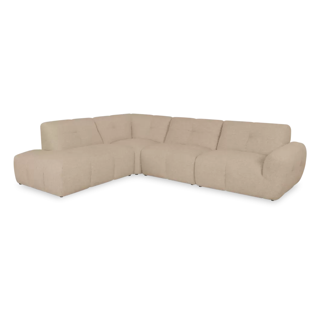 Hoekbank Andalucia - ottomane + 3-zits - stof Cayenne Shell - comfortabele loungebank