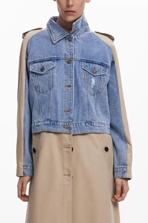 Hybride denim trenchcoat
