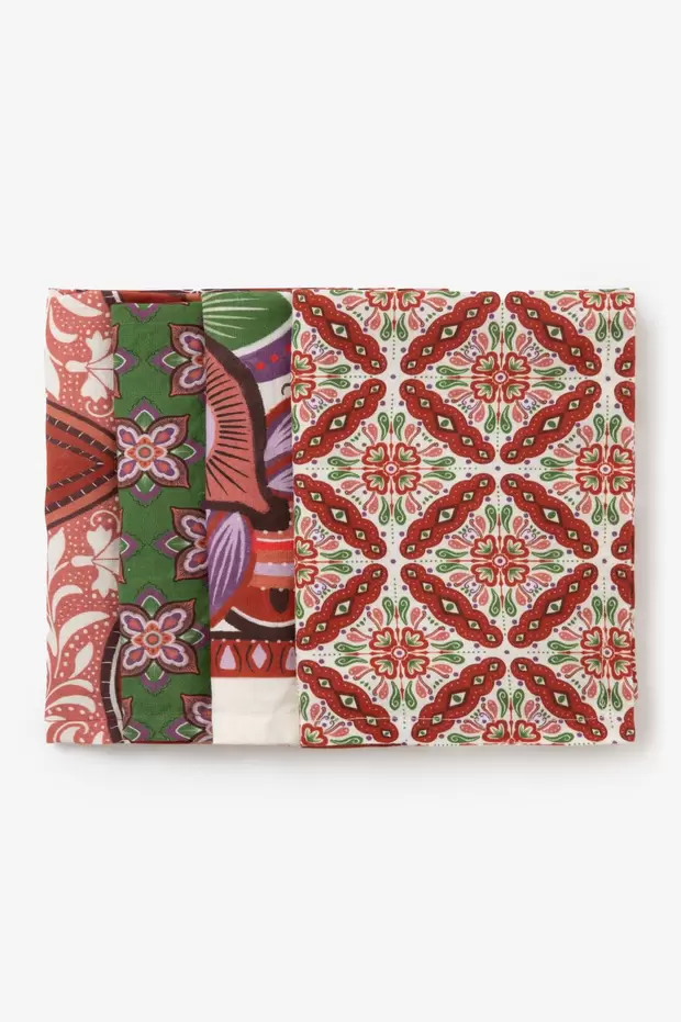 Set van 4 multicolour servetten met print