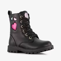 Blue Box meisjes veterboots met hartjes zwart