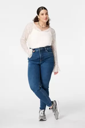 Skinny leg high waist jeans CHERRY