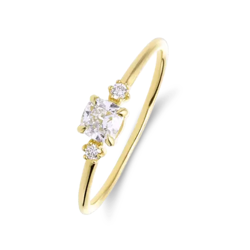 14 karaat geelgouden ring met labgrown diamant 0,415ct voor dames