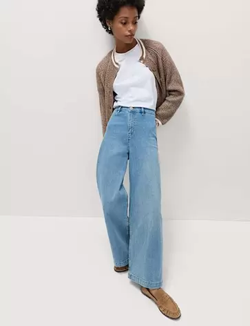 Jeans tot op de enkel met hoge taille en wijde pijpen