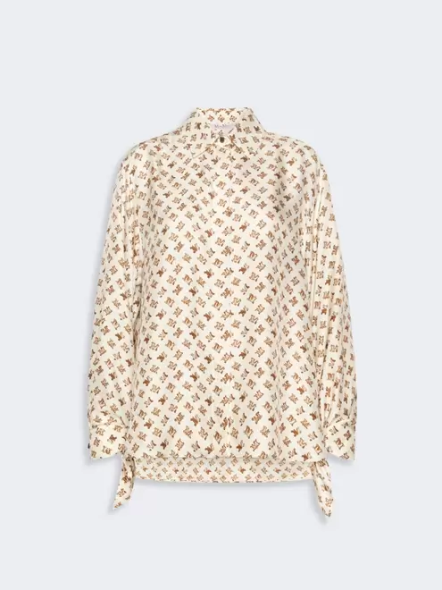 Oversized printed silk shirt