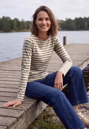 Longsleeve met boothals en strepen