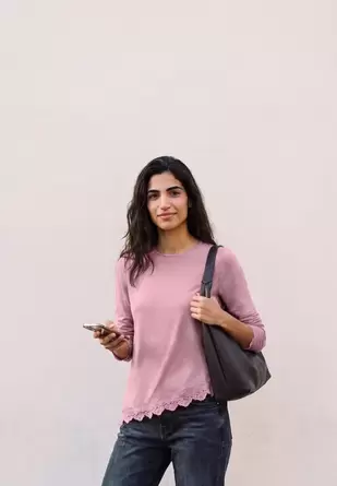 Shirt met lange mouwen en een diagonale zoom