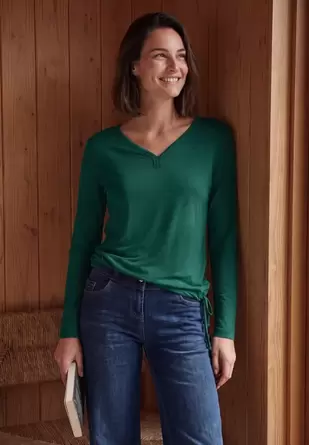 Shirt met split in de hals, in tuniekstijl
