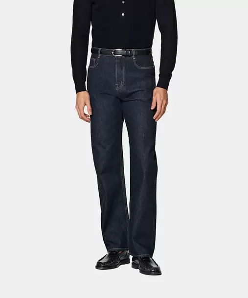 Navy Straight Leg Jeans