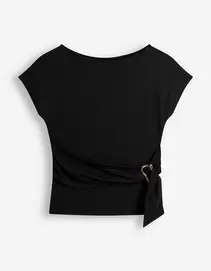 T-shirt - Gesp - Zwart