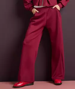 Wide fit broek met plooi