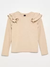 T-shirt met lange mouwen van geribde stof