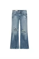 TRF MID-WAIST RIPPED FLARE JEANS