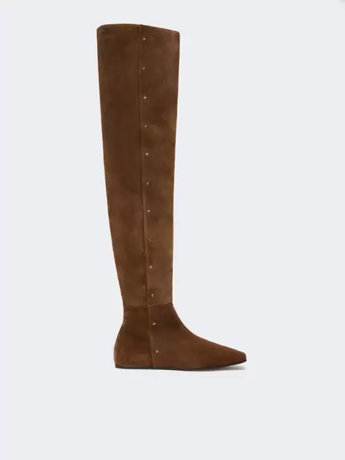 Studded split leather boots