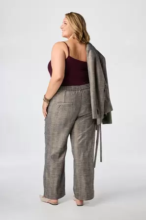 Geruite wide leg broek