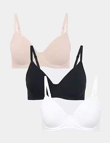 Set van 3 katoenrijke bh's met beugel en hele cup (A-E)