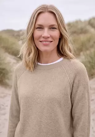 Trui met ronde hals en een mix van texturen
