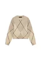 BRUSHED EFFECT ARGYLE JUMPER