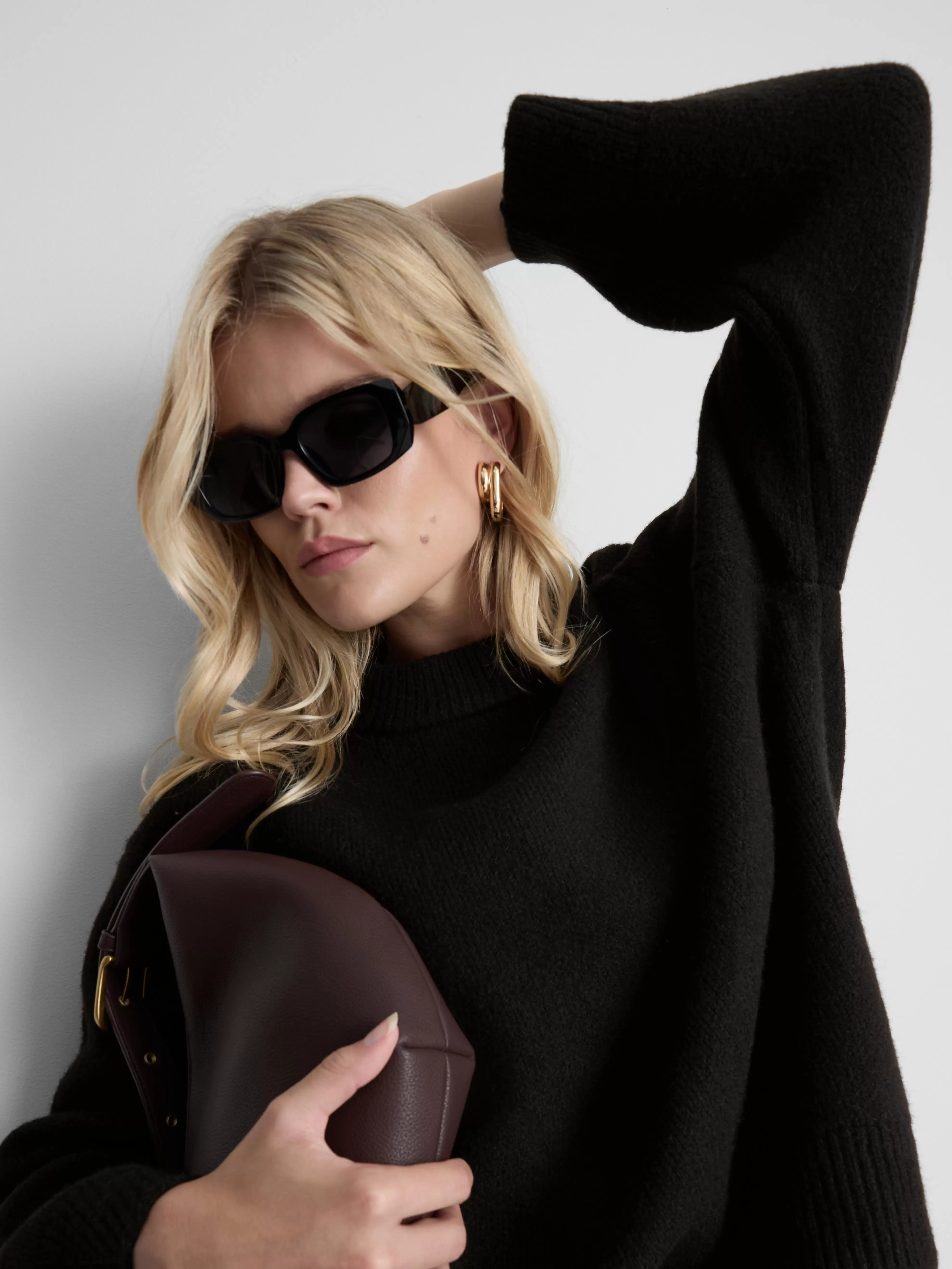 Oversized trui van wolmix met ronde hals