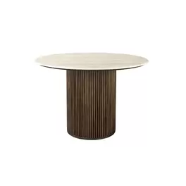 Arda eettafel rond 115 cm travertin/ hout