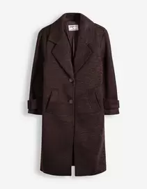 Mantel - Wol look - Donkerbruin