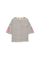 OVERSIZE STRIPED TEXT T-SHIRT
