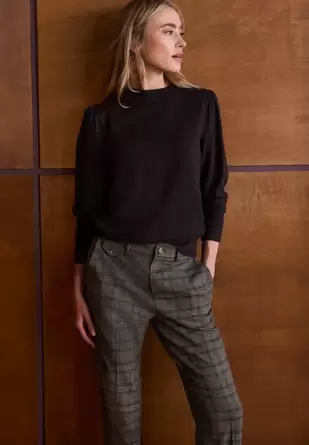 Chino met Mid Waist-taille en ruitpatroon in casual pasvorm