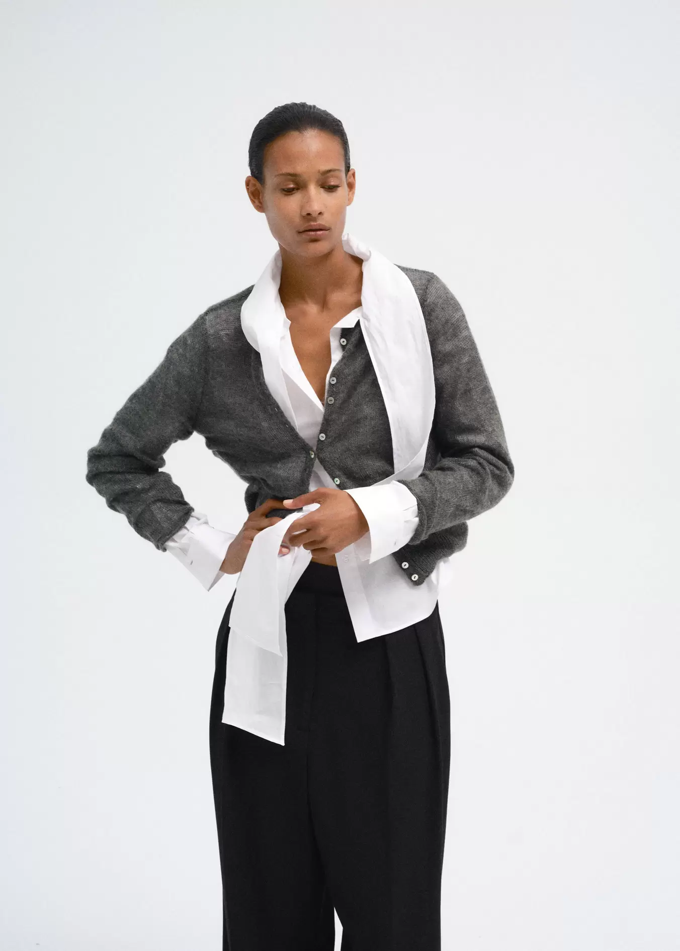 Fine knit button-up cardigan