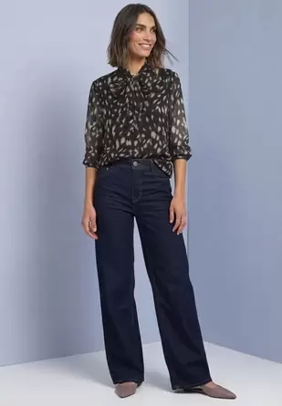 Blouse met lange mouwen van chiffon met strikdetail