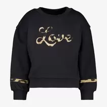 TwoDay meisjes sweater met panterprint details zwart