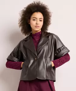 Lederlook blazer met korte mouw