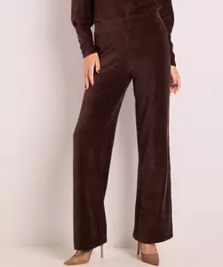 Rib velvet wide fit broek