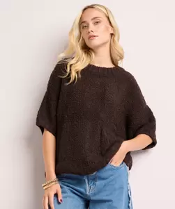 Boucle trui met korte mouwen