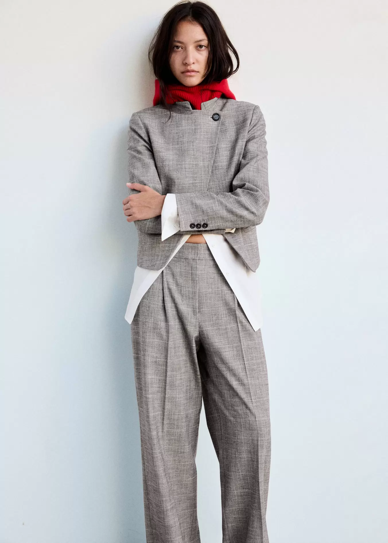 Straight checked trousers