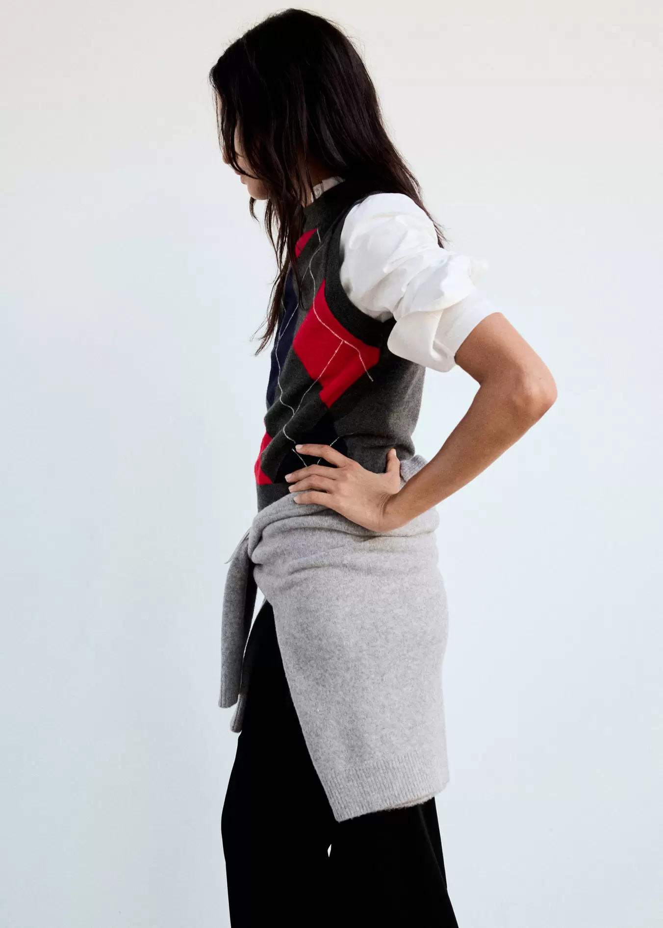 Argyle-knit vest