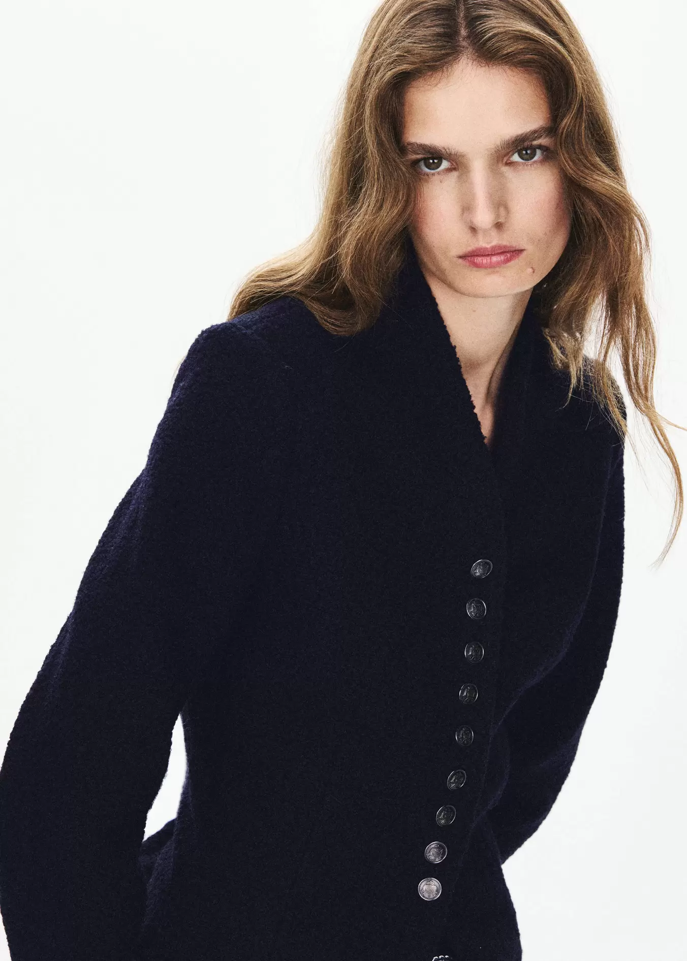 Textured jacket with jewel buttons