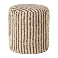 Poef fluffy streep - bruin - ø35x39 cm