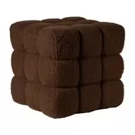 Poef chunk teddy - bruin - 36x36x36 cm
