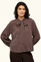 Blouse - glanseffect - gestreept