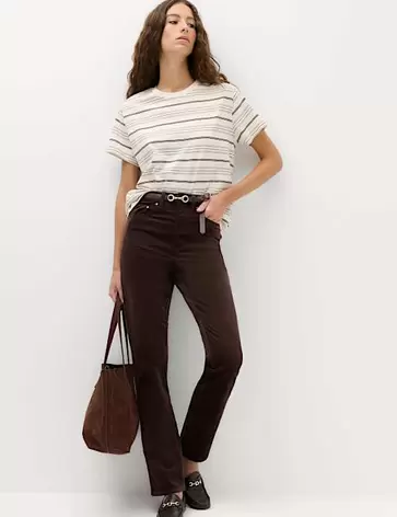 Broek van corduroy met rechte pijpen