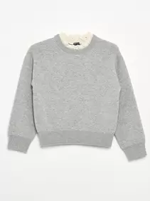 Trui met ronde hals en 2-in-1-effect van broderie anglaise