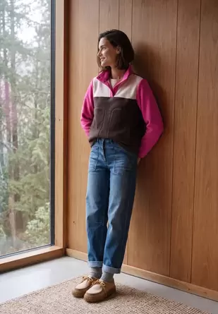Fleece-Shirt in colorblock-stijl