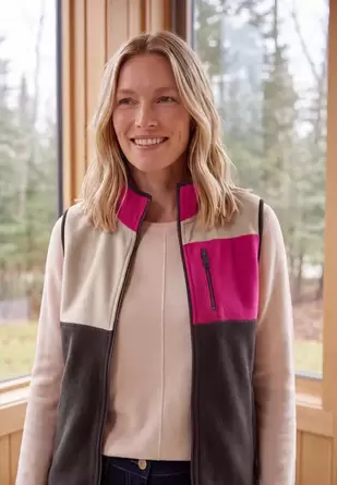 Fleecevest in colorblock-stijl