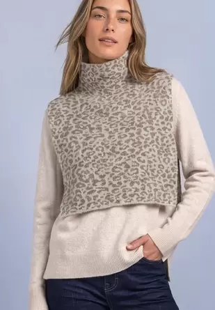Jacquard kraag met luipaardprint