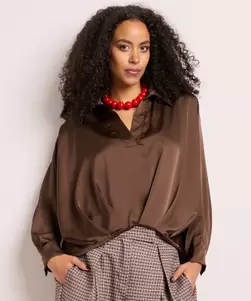 Satijnen blouse met plooien