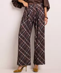 Wide fit broek met ruiten dessin