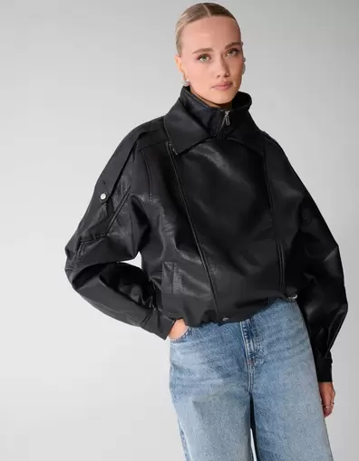 Faux Leather Funnel Neck Jack Zwart