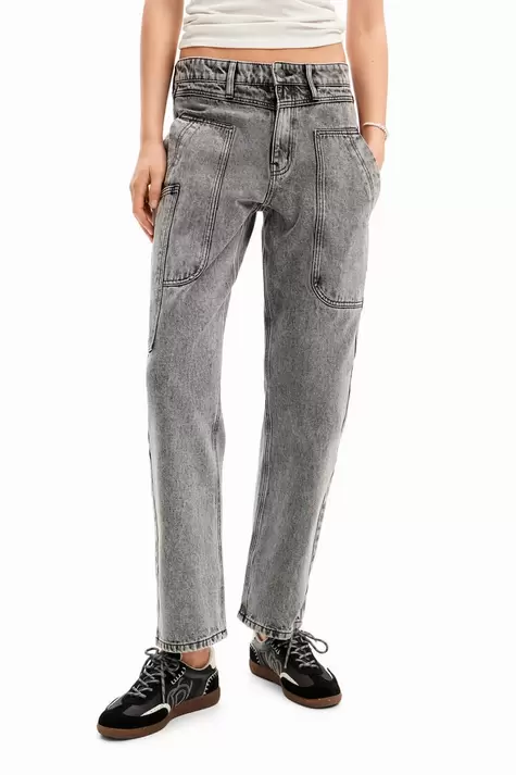 Straight jeans met patch