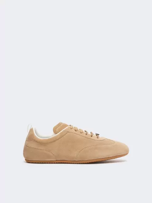 Flat split-leather trainers