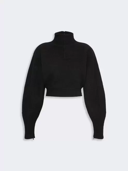 Cropped wool and cashmere jersey sweatshirt