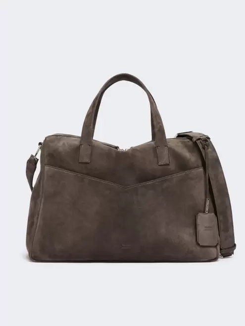 Extra-large shoulder bag in split leather